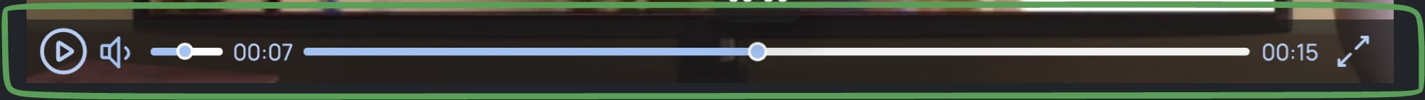 A dark rectangular bar that contains all the video player items in it.